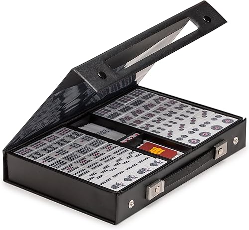 Miniatura 6 de Yellow Mountain Imports Juego japonés Riichi Mahjong  Azulejos de tamaño estándar blancos y amarillos  con azulejos de viento oriental juego de