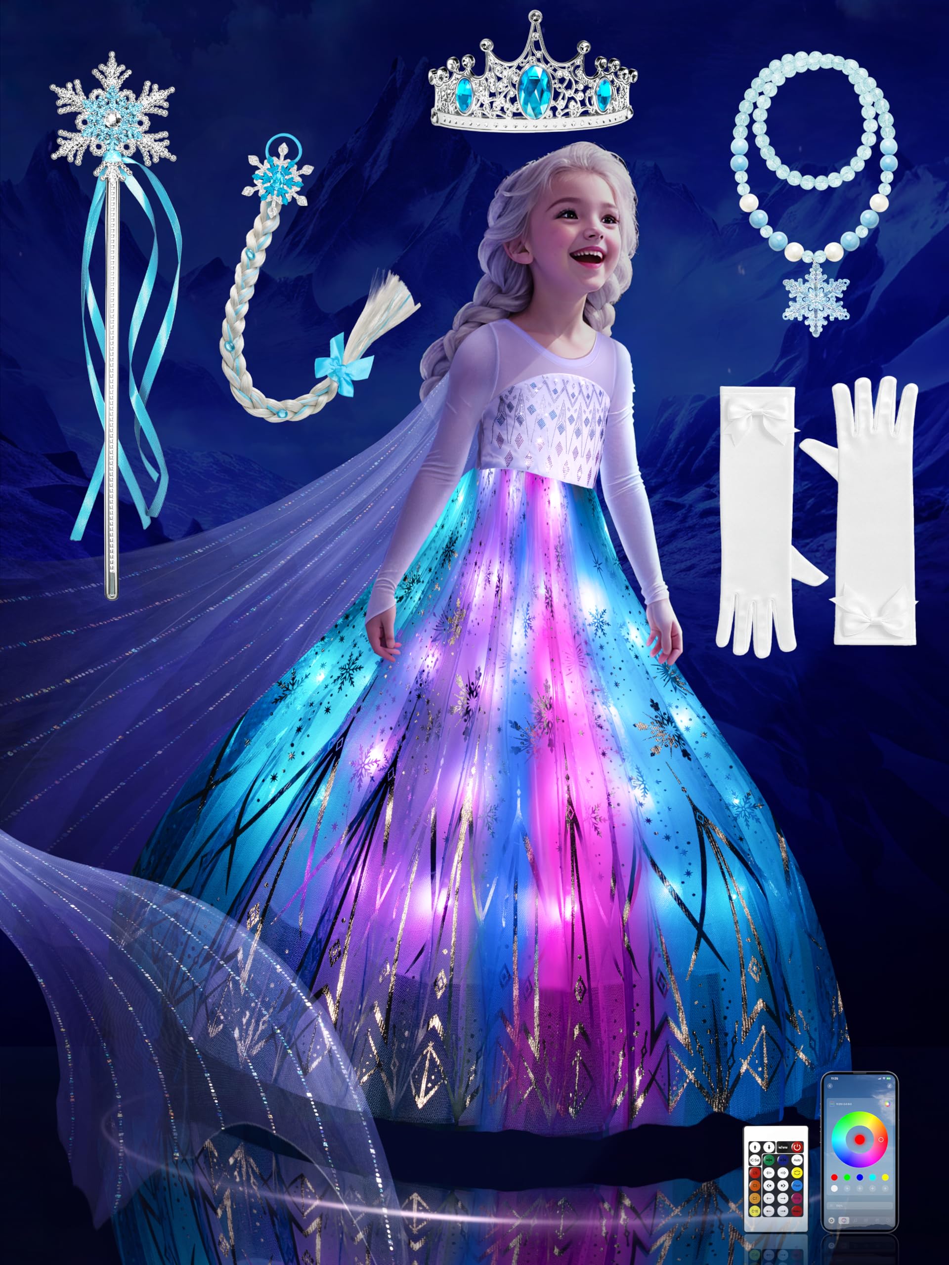 Photo 1 of UPORPOR Light Up Princess Costume for Girls