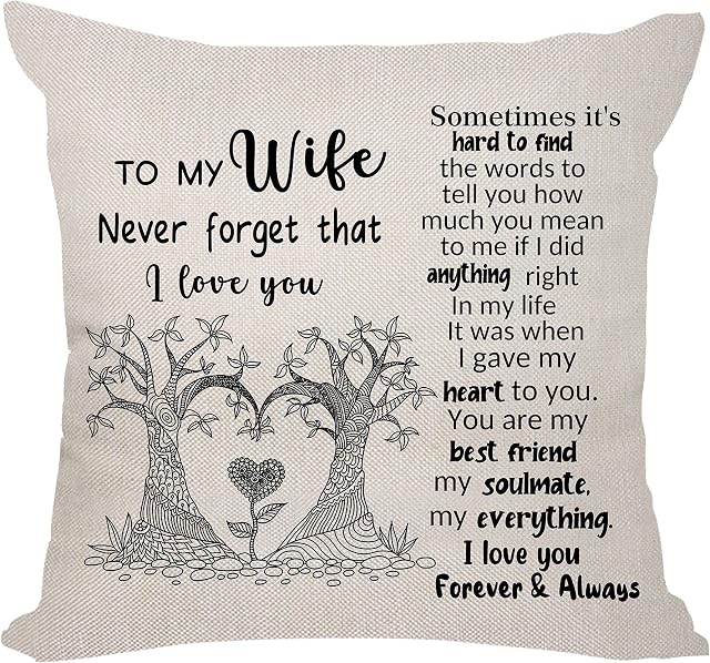 Bacmaxom Wife Gifts from Husband-Couples Throw Pillow Cover Cushion Cover for Wife, Valentine's Day Gifts Birthday Gifts Wife Pillow Cover (wife), L