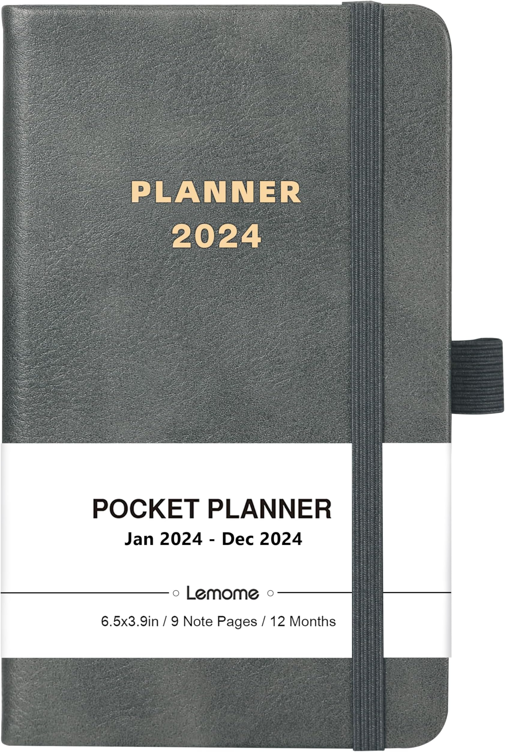 2024 Pocket Planner - 2024 Pocket Calendar for Purse, Jan. 2024 to Dec. 2024, 6.4'' x 3.9'' Weekly Monthly Planner, Elegant Leather, Pen Holder