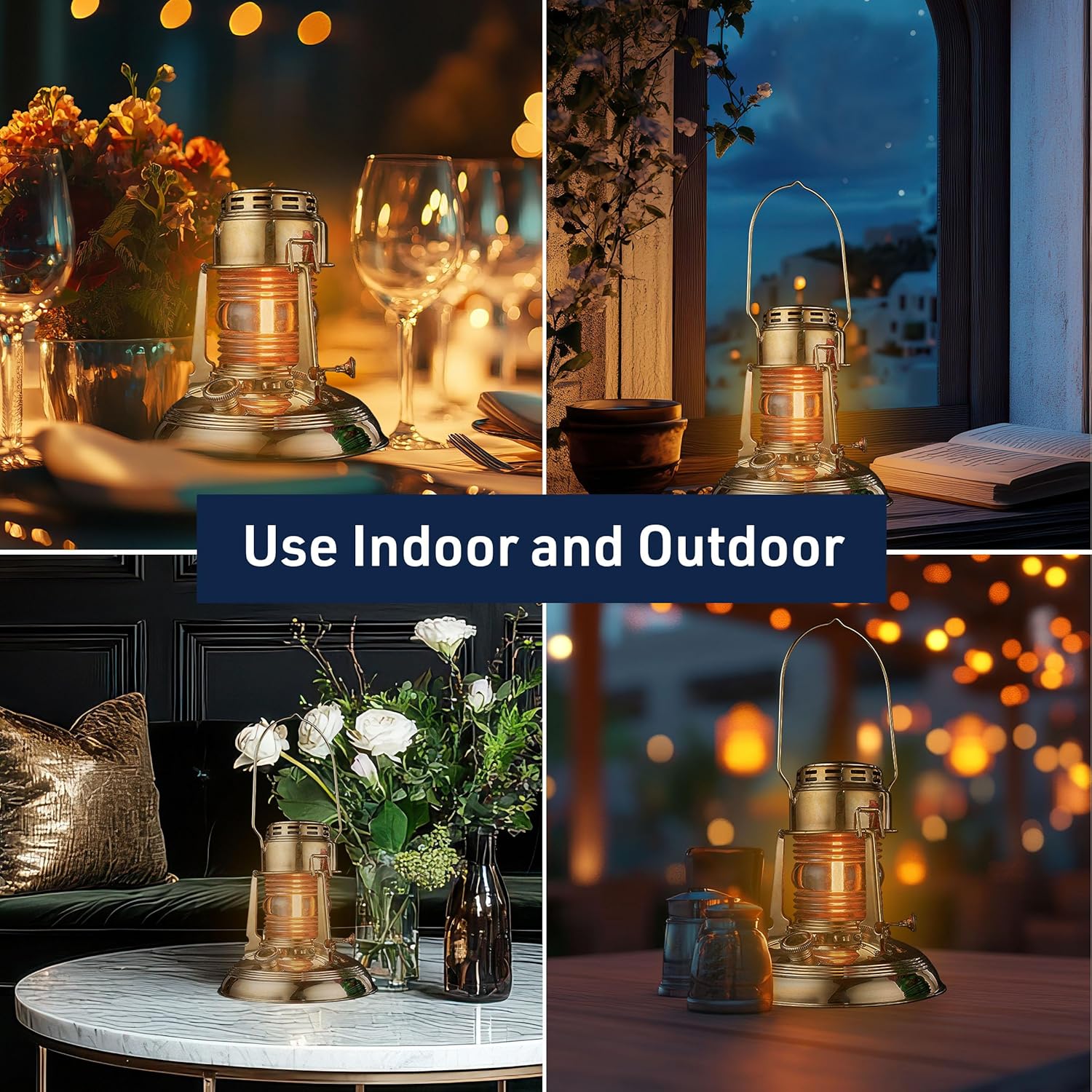 Oil Lamp - 8” Tall Railroad Lantern with Brass Body and Glass Bulb - Decorative Kerosene Lantern with Adjustable Wick - Oil Lamps for Indoor or Outdoor Use by Kings County Tools