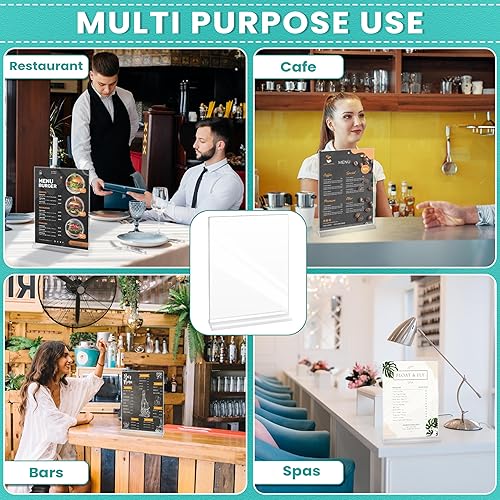 Miniatura 8 de Soporte acrílico de 8.5 x 11 pulgadas (paquete de 6), soporte de letrero transparente vertical de doble cara, soporte de papel de plástico para