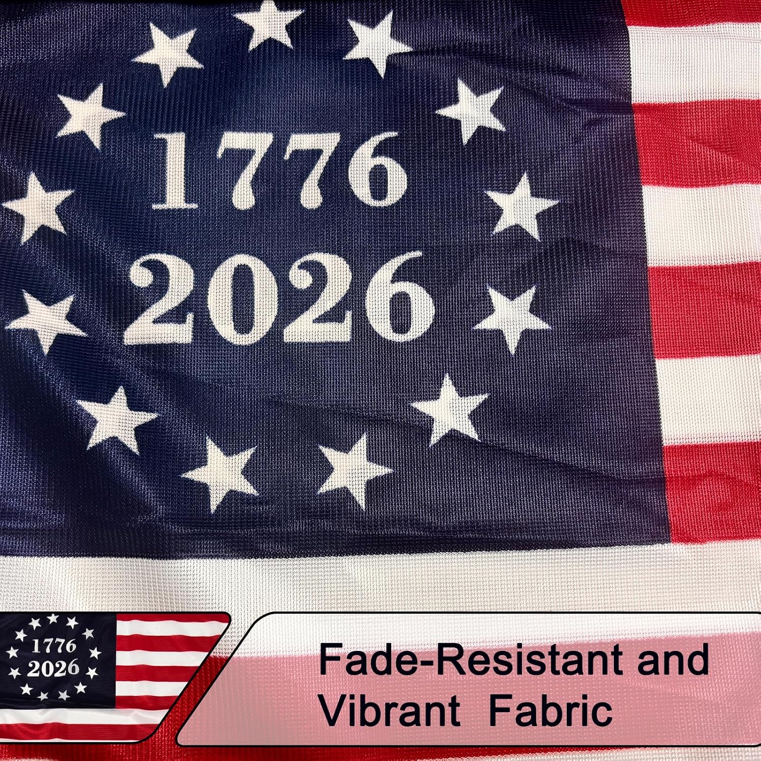 AZCOVER 250th Anniversary American Flags on Stick 6 Pack, 12x18 Inch 1776-2026 Betsy Ross USA Handheld Flag with Stainless Steel Telescopic Pole for Parades, Events and Decor