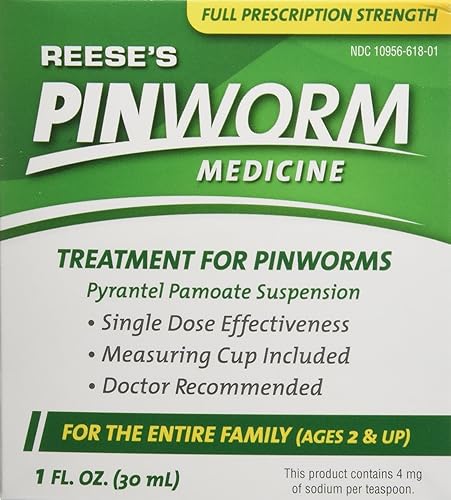 Reese's Pinworm Líquido medicinal para toda la familia, fuerza de prescripción completa, 1 onza (paquete de 3), #1 recomendado por médicos pirantel