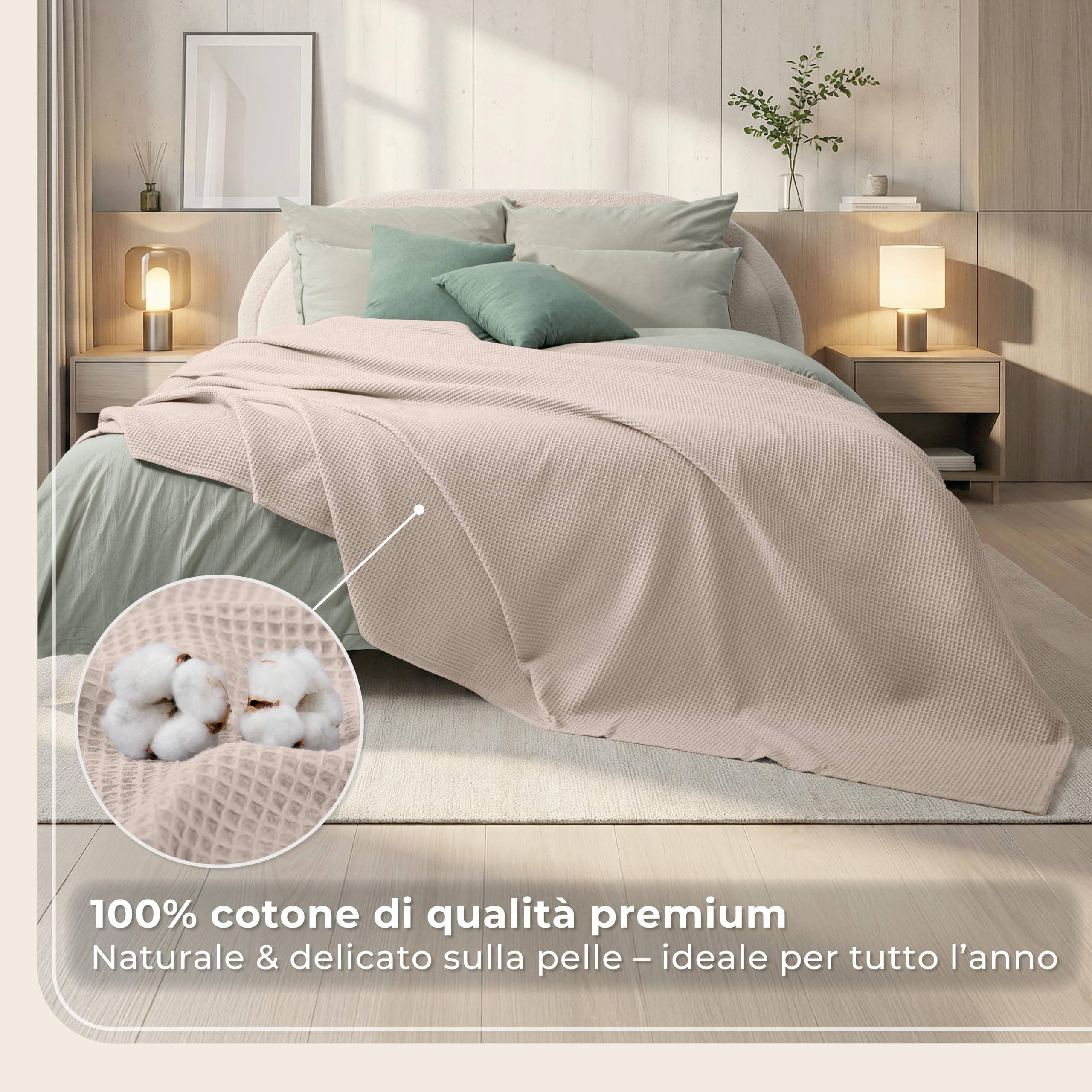 LAYNENBURG Narzuta premium 180 x 220 cm - Pique waflowe 100% bawełna - lekka narzuta domowa o wyglądzie waflowym - narzuta bawełniana jako narzuta na łóżko, narzuta na sofę, narzuta na kanapę - koc na