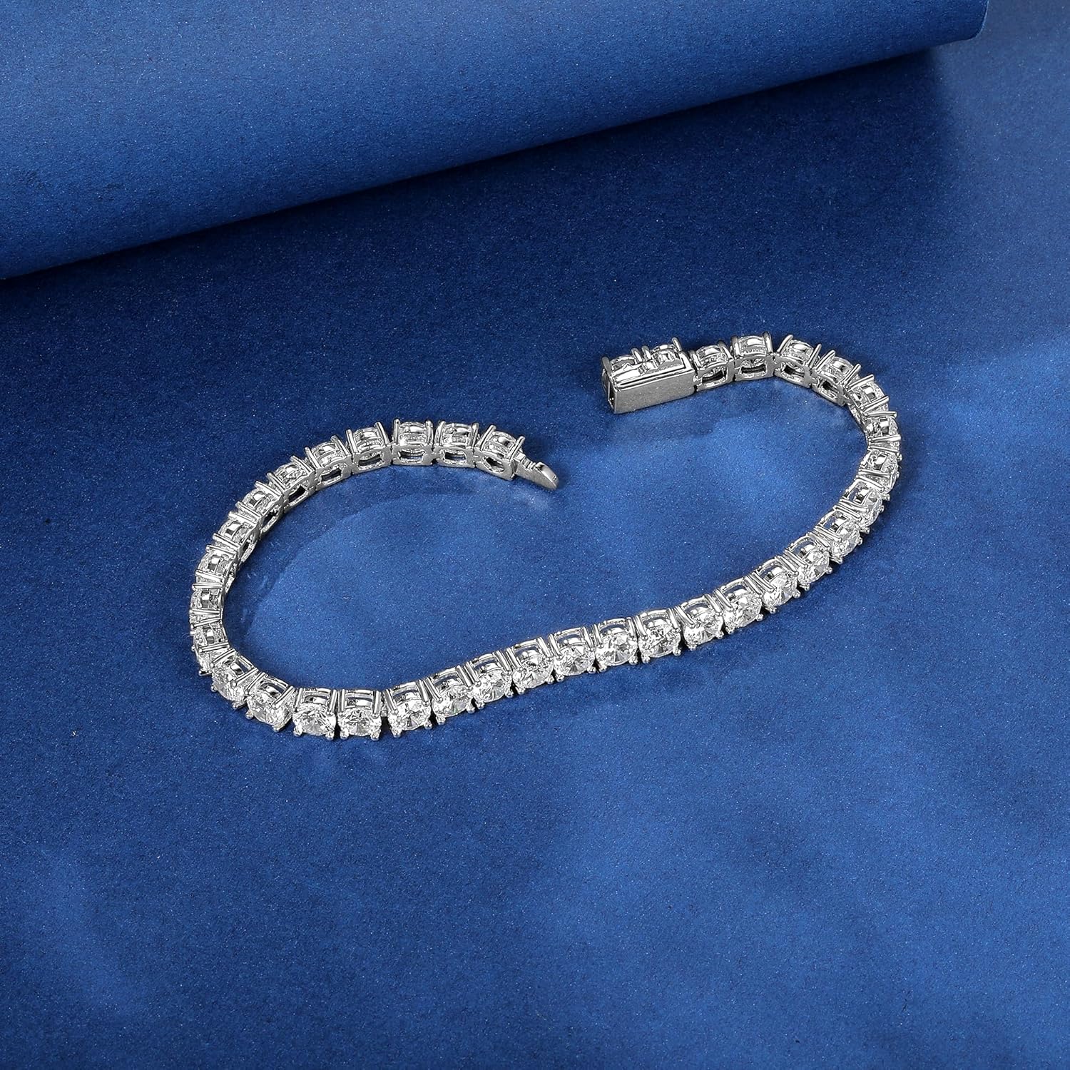 Gemsme 3/4/5mm Tennis Bracelet, 18k White Gold Plated 3MM/4MM/5MM Iced Out Round Cubic Zirconia Tennis Bracelet for Women Men 6.5/7/7.5 Inches - Image 4