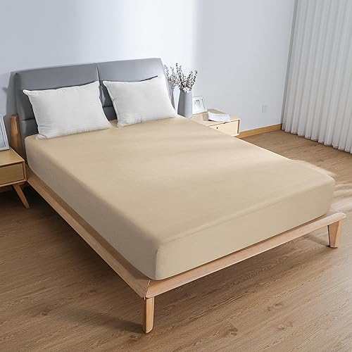 Miniatura 4 de FORCHEER Camel - Protector de colchón impermeable para cama individual con banda elástica (individual, camelo)