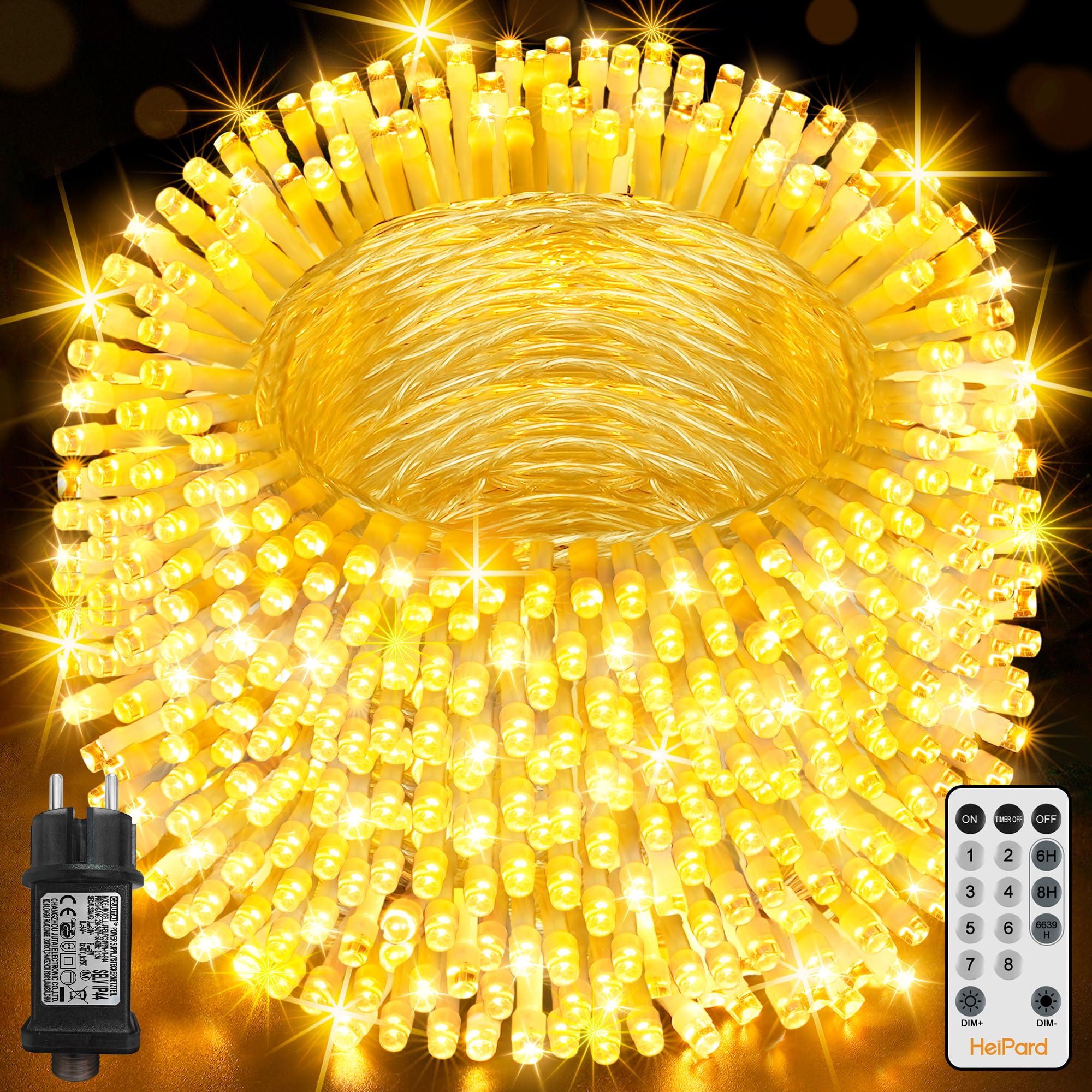 HeiPard Lichterkette Außen Innen 80m 800LED, Warmweiß LED Lichterketten Outdoor Strom mit mit Fernbedienung Timer Dimmbar, 8 Modi IP44 Wasserdicht String Lights für Garten Balkon Hochzeit Party