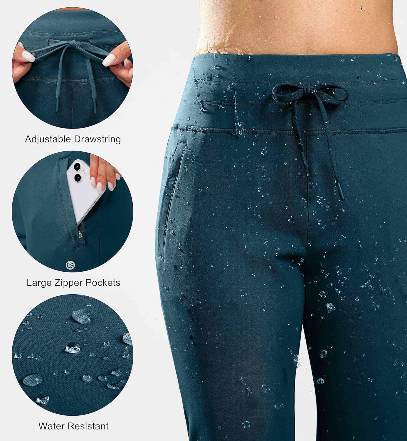 G Gradual Women's Fleece Lined Joggers High Waisted Water Resistant Thermal Winter Sweatpants Running Hiking Pockets - Image 4