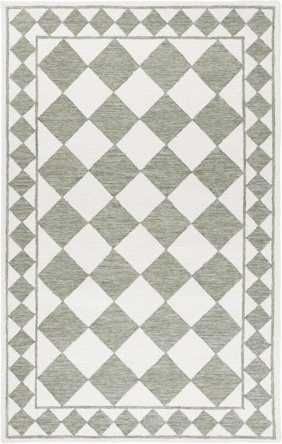 SAFAVIEH Ebony Collection Accent Rug - 3' x 5', Sage & Ivory, Handmade Wool, Ideal for The Living Room, Bedroom, Dining Room (EBN122W-3)