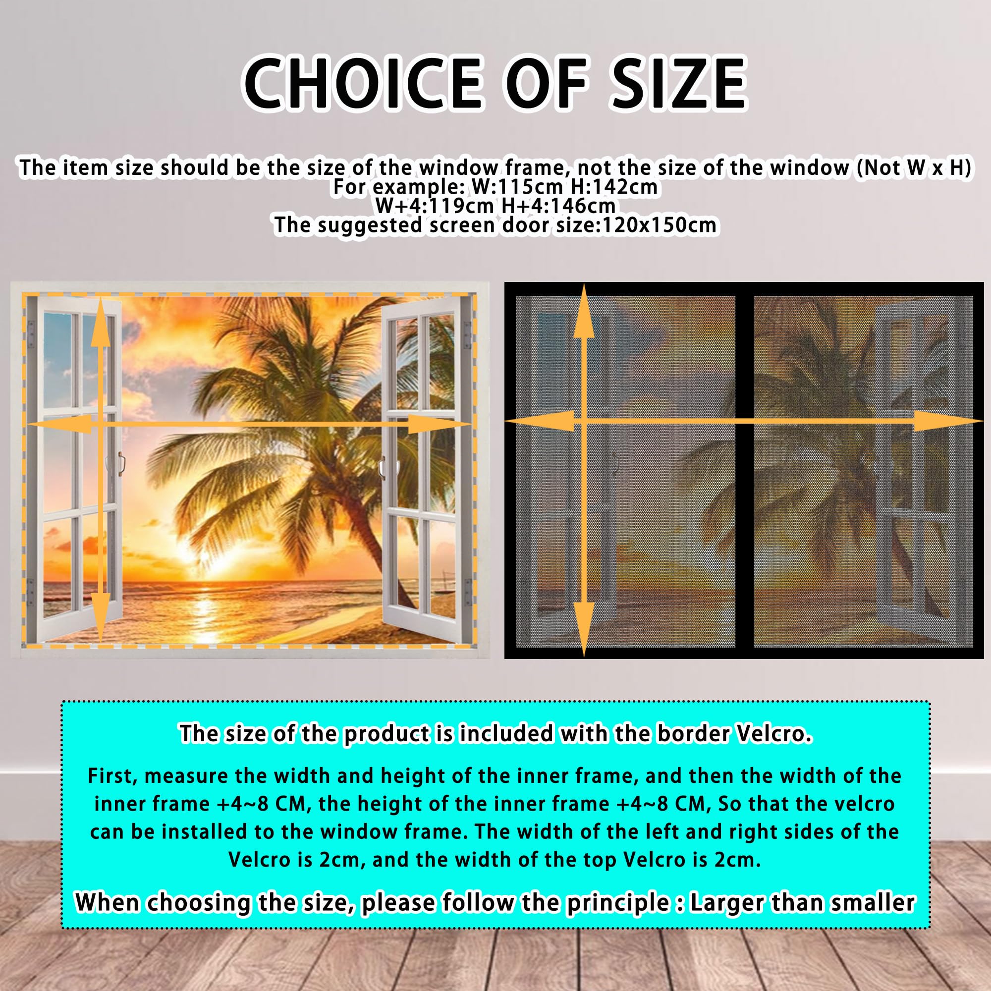 Fliegengitter Fenster Magnetisch 244 x 244 cm Insektenschutz Fensternetz Ohne Bohren mit Starkem Klettband für Terrassentür Und Fenster, Schwarz