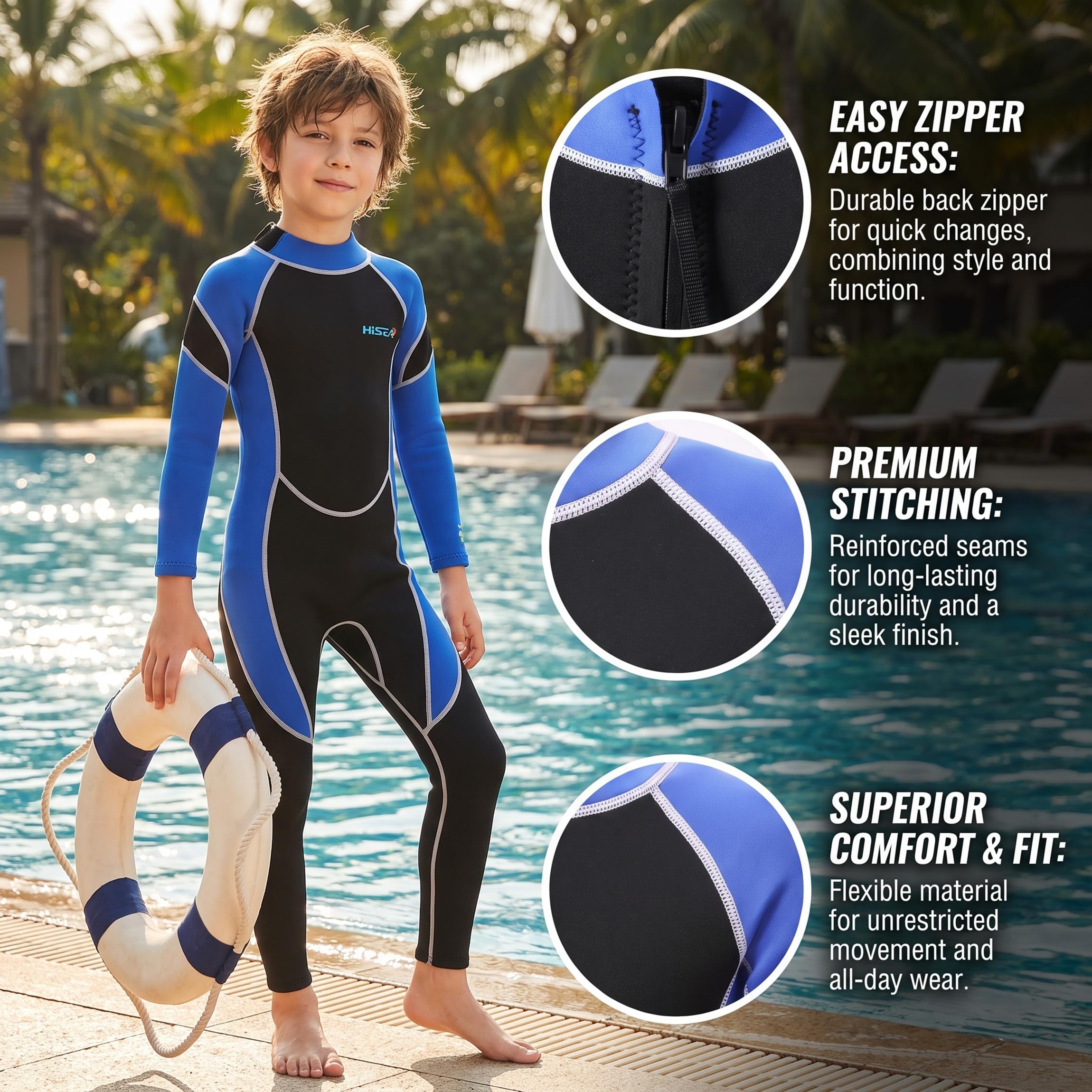 SANANG Combinaison de Plongée pour Enfants en Néoprène de 2,5 mm, Modèle Une Pièce, pour Le Snorkeling et la Plongée