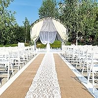 Vista 7 de Preboun Camino de pasillo de boda de 3 x 20 pies para exteriores de arpillera natural para ceremonia de boda, alfombra ancha de yute rústico