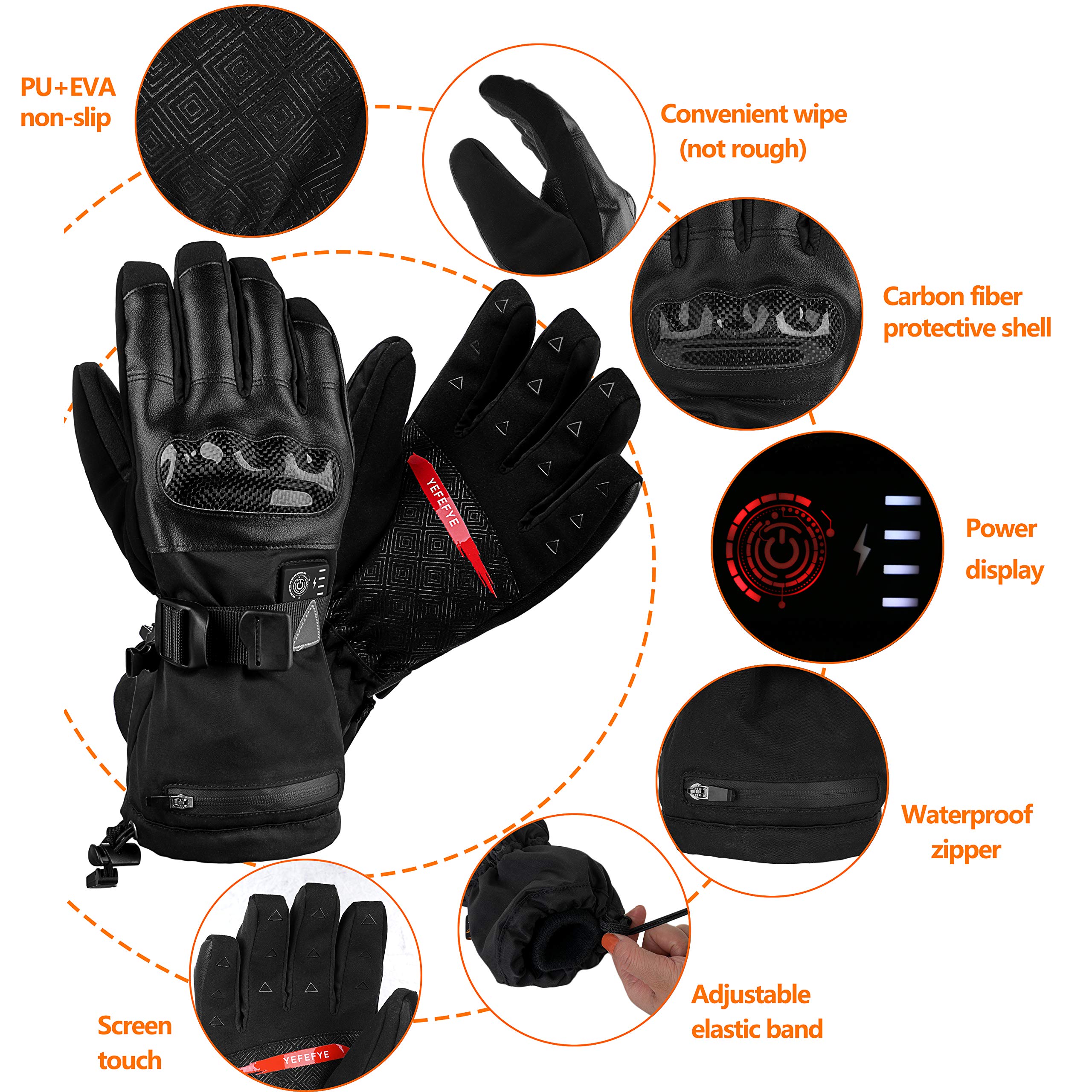 Guanti Riscaldati per Uomo Donna - 7,4V Batteria Guanti Termici per Sport Invernali All'aperto