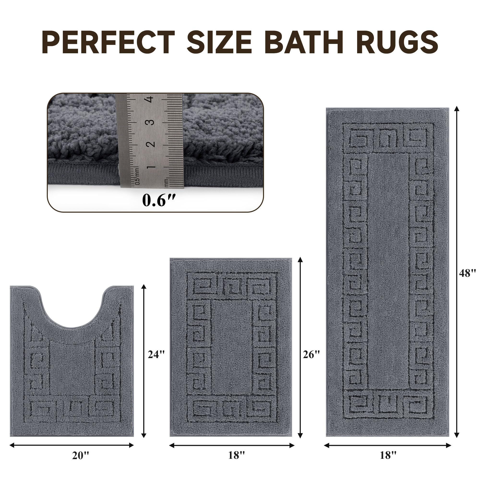 Pauwer Badezimmerteppich-Set, weiche Mikrofaser, rutschfeste Badezimmermatten, ultra-saugfähig, Plüsch, zotteliger Badteppich, Läufer, maschinenwaschbar, WC-Teppich für Badewanne, Waschbecken