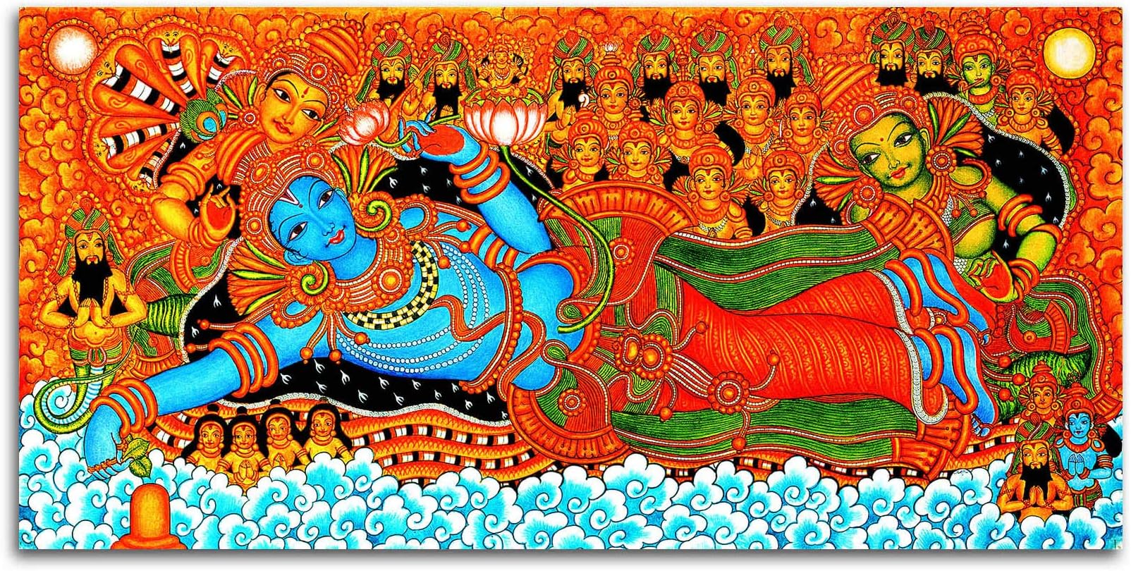 Tamatina Kerala Mural Canvas Paintings - Jai Sri Krishna - Traditional Canvas Paintings