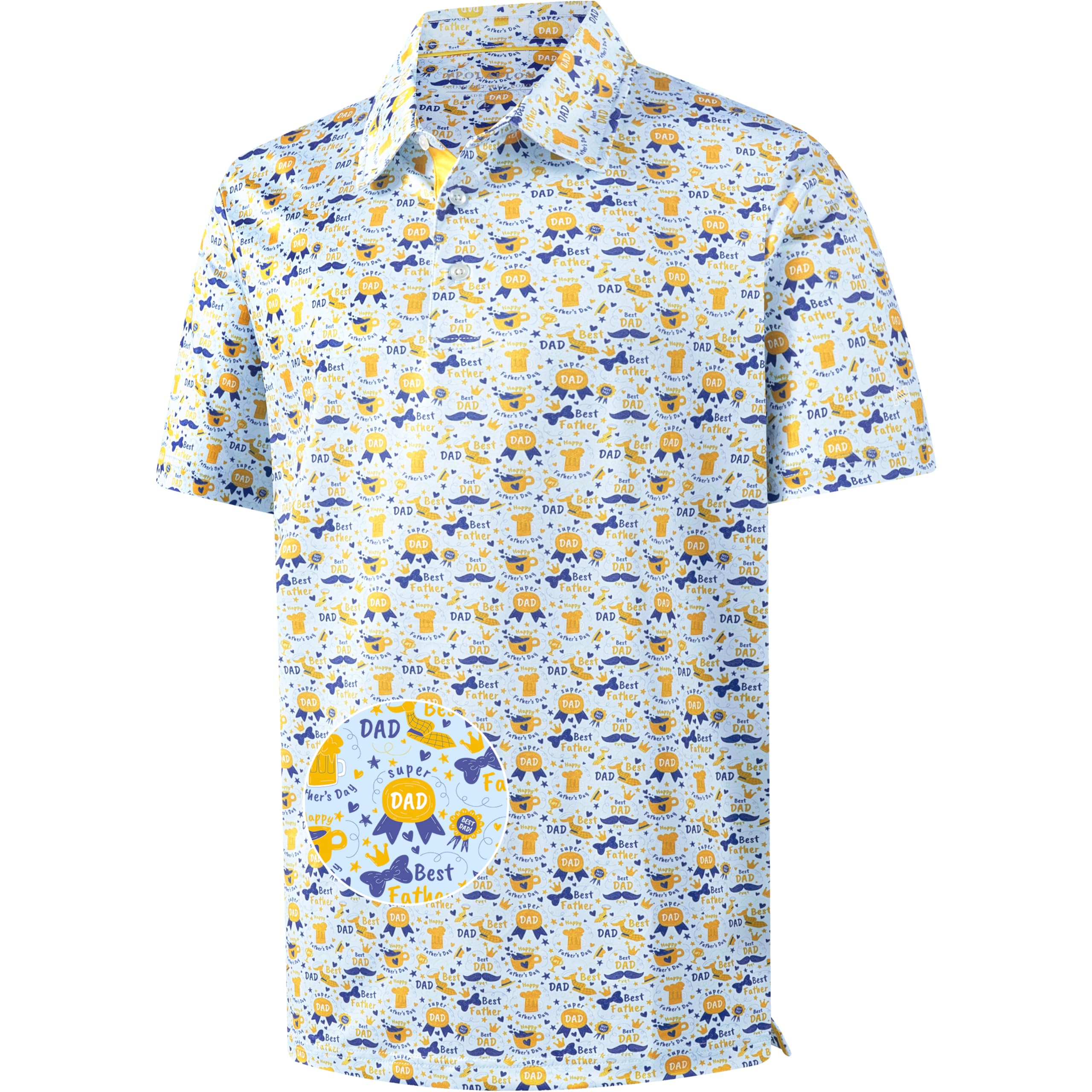 Mens Golf Shirt Moisture Wicking Dry Fit Print