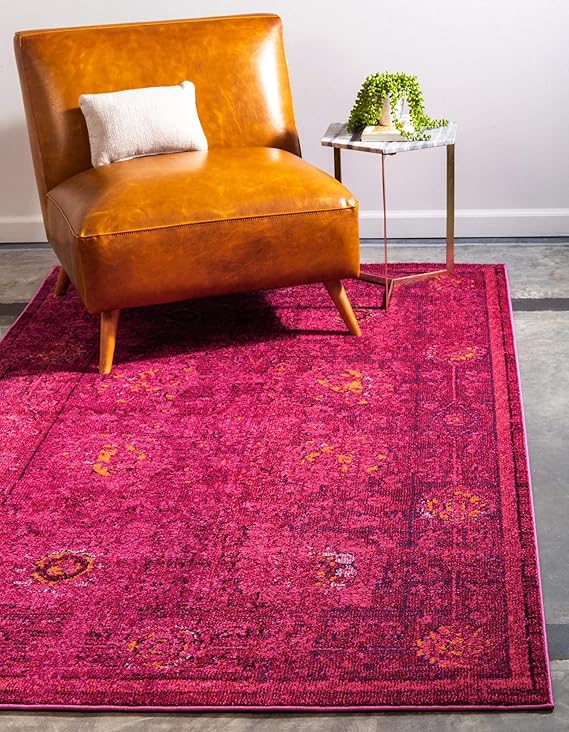 Fleur Collection Rug 4' x 6' Red MediumPile Rug