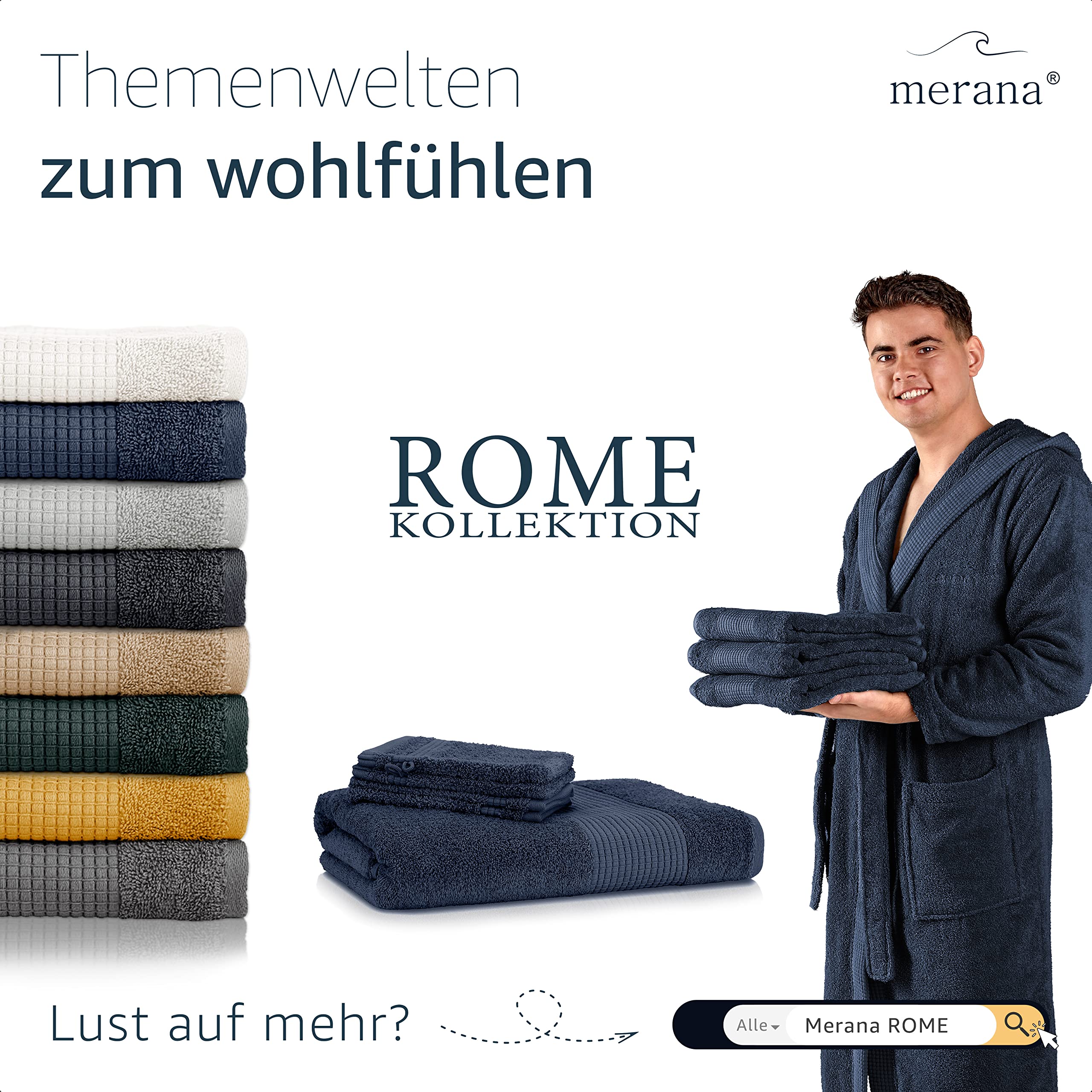 Merana Rome Handtuch Set | saugstark, weich und fusselfrei | Frottier Luxus Qualität | 100% Baumwolle | Oeko-TEX | 590 GSM (Pacific Blue, 8er Sparset | 4 Gästetuch, 2 Handtuch, 2 Duschtuch)