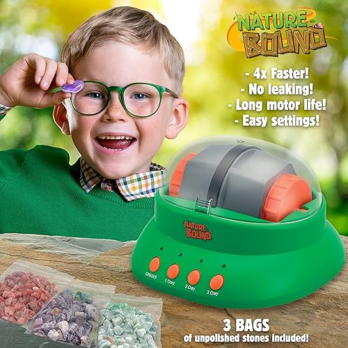Miniatura 5 de Nature Bound Starter Rock - Kit de vaso para niños, incluye piedras preciosas ásperas, sémola de pulido, cierres de joyería e instrucciones (idioma