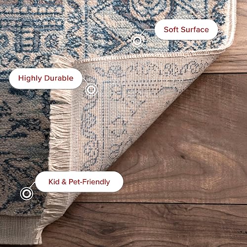 Miniatura 4 de NuLOOM - Alfombra con diseño de medallón, con flecos, modelo Ethel