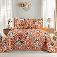 Vista 65 de VAPUTAR Juego de ropa de cama tamaño Queen – 3 piezas, edredón bohemio, colcha reversible ligera para dormitorio de granja (floral)