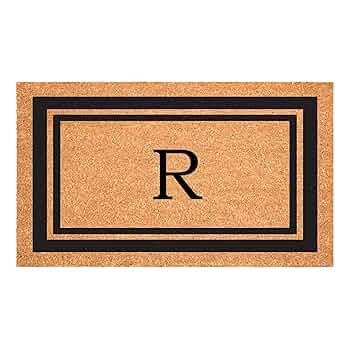 Calloway Mills 152962448 Black Border 24" x 48" Monogram Doormat (Letter R)