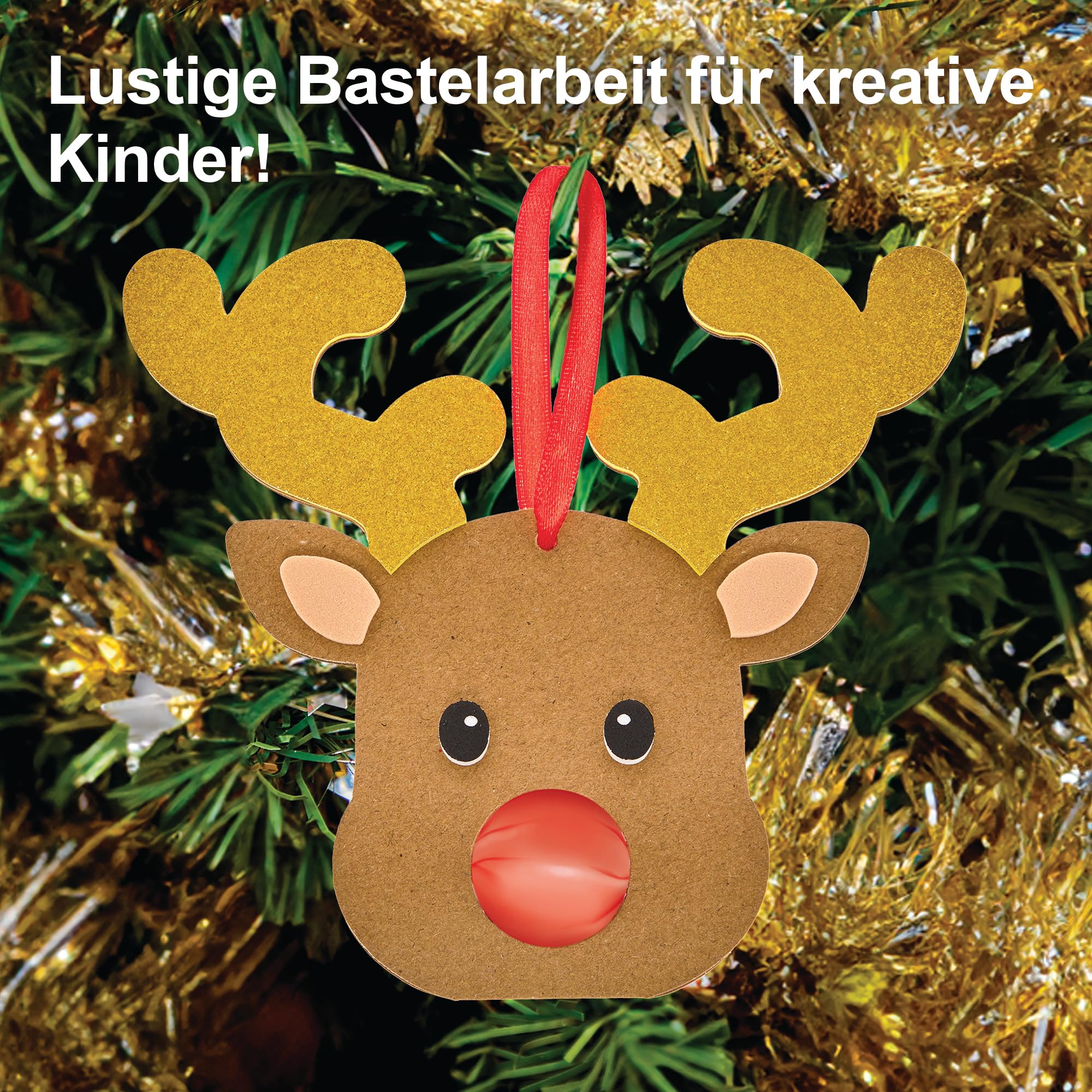 Baker Ross Kit Creativo Renna Con Pompon – 3 Decorazioni Natalizie Fai Da Te Per Bambini - 5