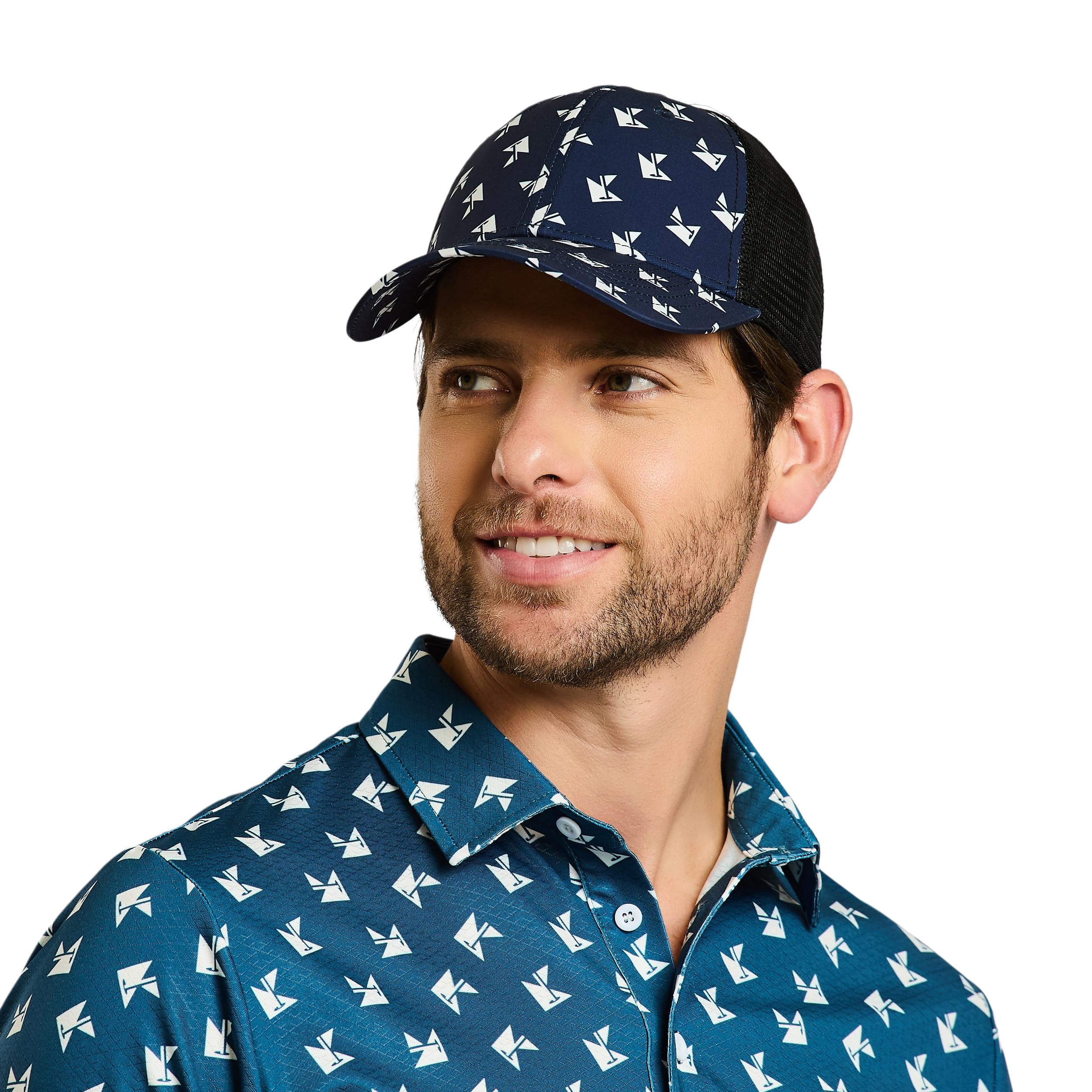 Kaluza Adjustable Unisex Cap for Sports & Casual Wear | One Size Fits All (UK, Alpha, One Size, Signature Cosmic Colbat (Mesh Trucker))