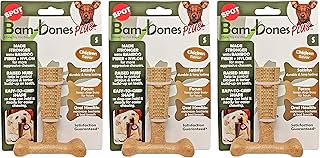 Ethical Pet 3 Pack of Bam-Bones Plus Durable Chew Toys for Dogs, Small, Chicken Flavor