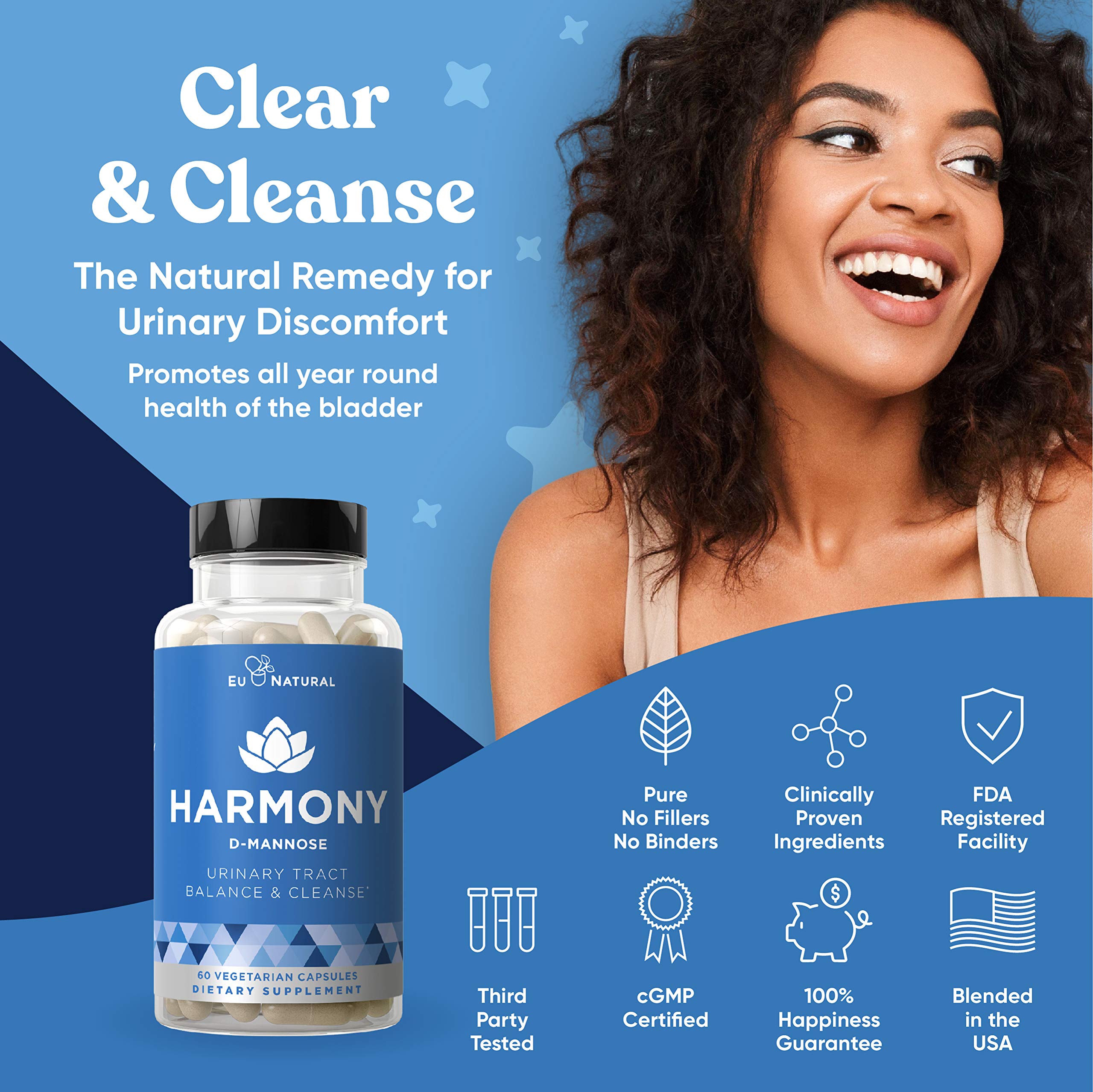 Harmony DMannose Urinary Tract UT Cleanse & Bladder Health Fast