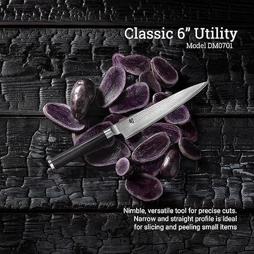 Miniatura 3 de Shun Cuchillo utilitario clásico de cubiertos de 6 pulgadas cuchillo de cocina estrecho y de hoja recta perfecto para cortes precisos ideal para