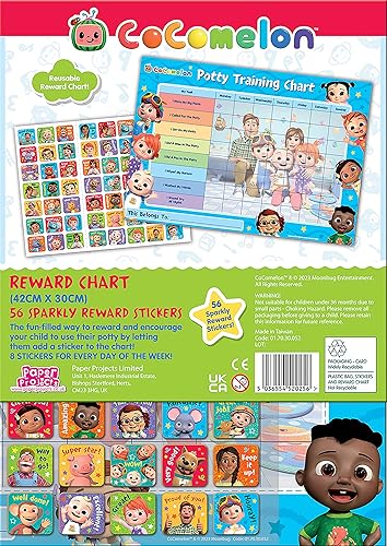 Miniatura 3 de 01.70.30.052 La recompensa de entrenamiento para ir al baño CoComelon incluye 56 calcomanías brillantes  La tabla colorida es limpia, multicolor,