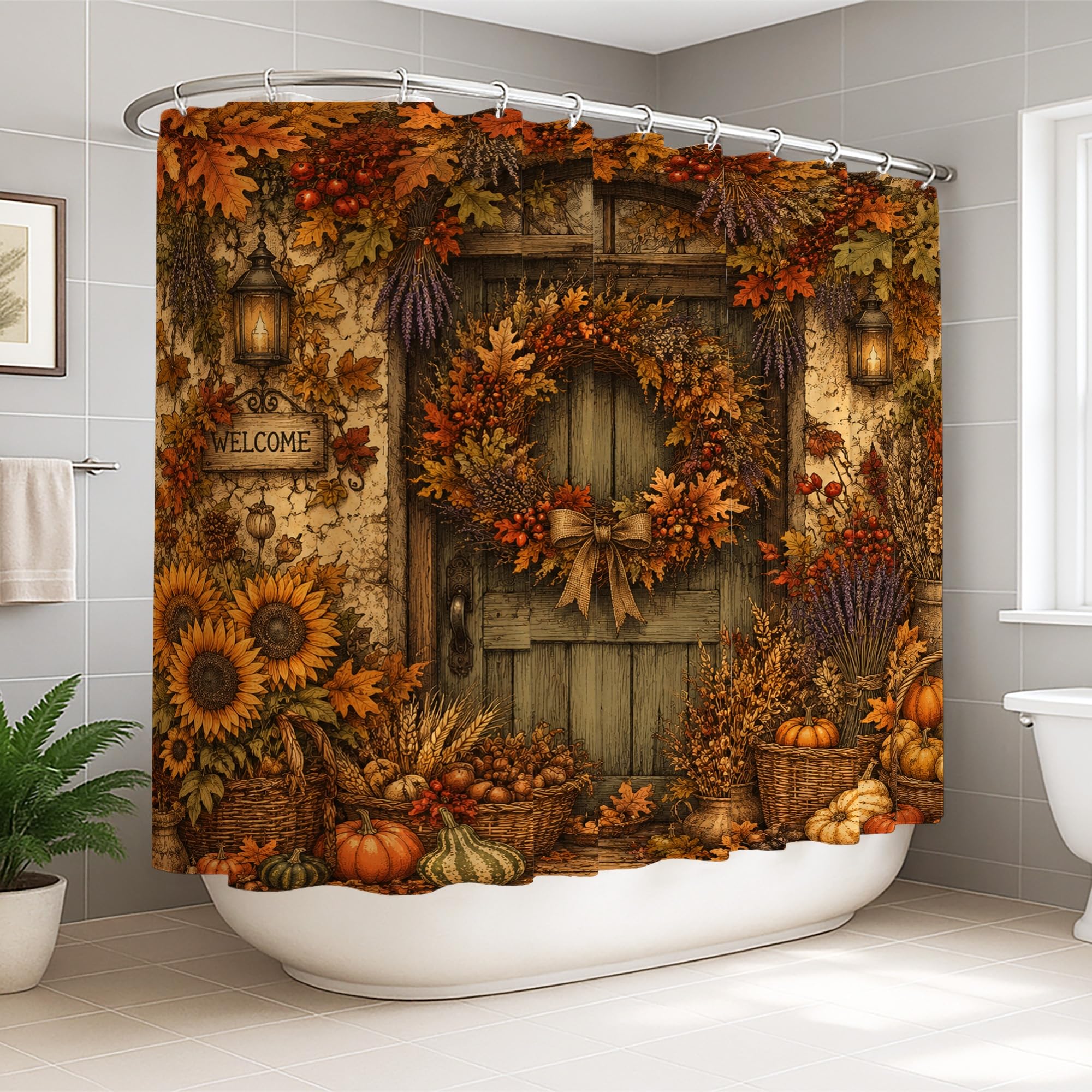 Rideau de douche imperméable anti-éclaboussures 274x183 cm motif tournesol