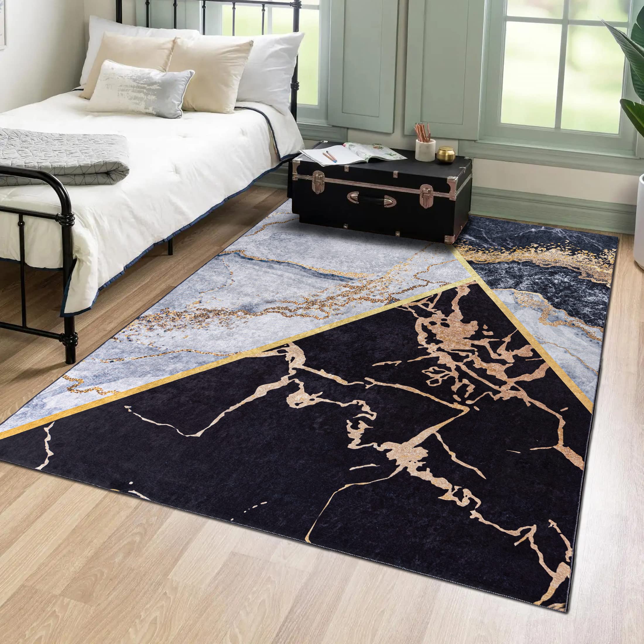 Mazovia Vloerkleed Marmer - Tapijt Marmer Abstract Pooltje - Tapijten Modern - Tapijt Woonkamer, Slaapkamer, Eetkamer - OEKO-TEX Carpet - Rug 140x200