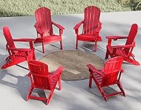 Vista 43 de Plawdlik - Silla plegable Adirondack, probada según SGS, textura de madera con portavasos, resistente a todo tipo de clima, cómoda para junto a