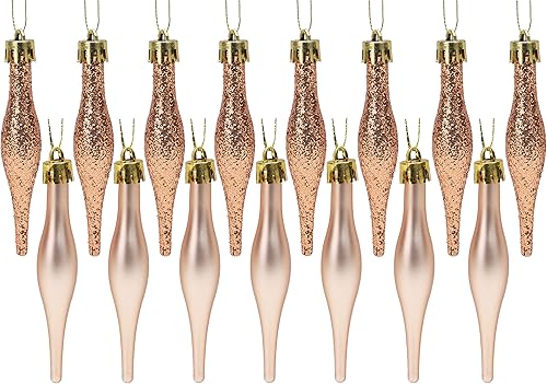 Miniatura 19 de Christmas Concepts® Paquete de bolas de gotitas de 3.4 pulgadas (5.9-3.3 in), diseño mate y purpurina, adornos de Navidad (rojo)