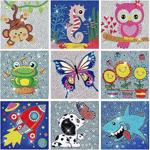 Miniatura 6 de HUBENDMC Kits de pintura de diamantes para niños, juego de manualidades de diamantes fáciles de cristal para el hogar, taladro completo 5D (paquete