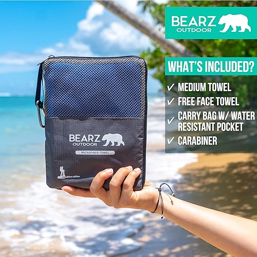 Miniatura 7 de BEARZ - Juego de toallas de microfibra para exteriores, toallas de microfibra para el cuerpo, toalla de entrenamiento, toalla de campamento, toalla