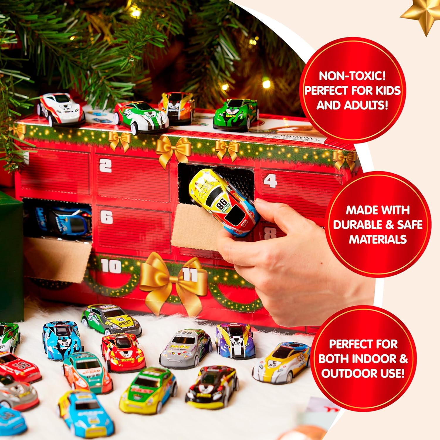 JOYIN 2025 Christmas Advent Calendar Pull Back Vehicles, 24 Days Christmas Countdown Toy Cars for Boys Girls Kids 8+ Years Old, Christmas Party Favors Supplies, Fun Gifts