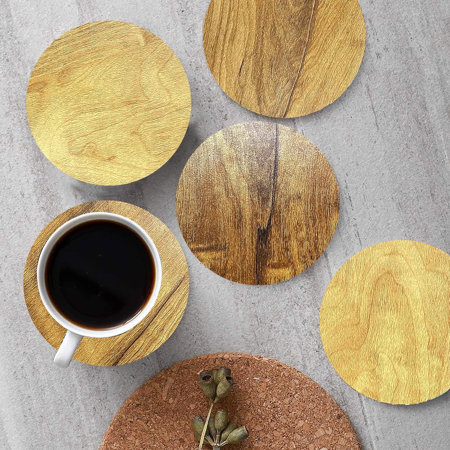 TRENDING MDF Coaster Set of 6 Beautiful Wooden Coasters with Proper