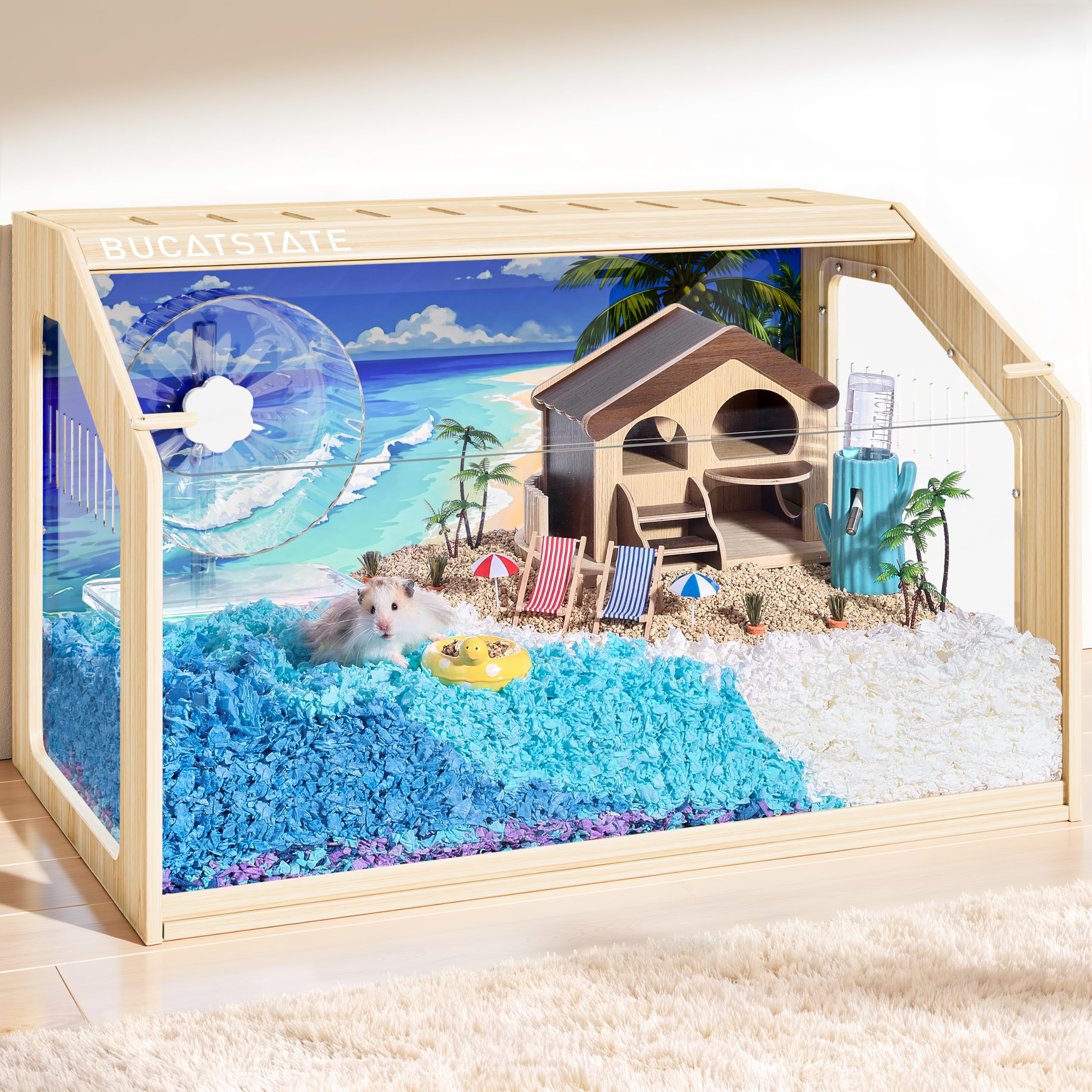 Amazon | BUCATSTATE ハムスター ケージ80cm-交換式背景シート 木製