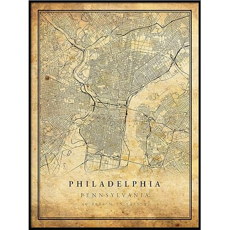 Old Maps Of Philadelphia Amazon.com: Philadelphia Map Vintage Style Poster Print | Old City Artwork  Prints | Antique Style Home Decor | Pennsylvania Wall Art Gift | Old Maps  24X36: Posters & Prints