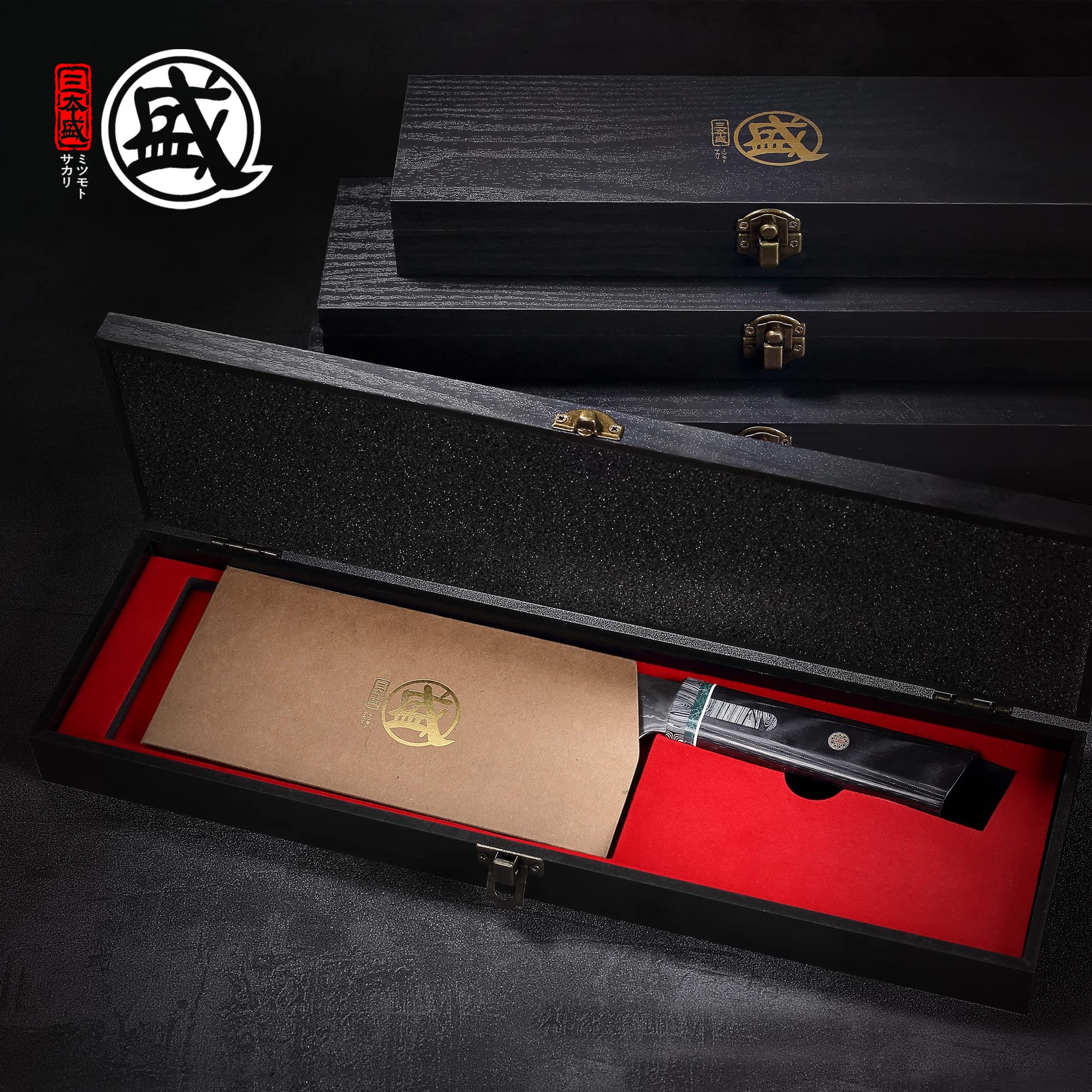 MITSUMOTO SAKARI Coltello Spelucchino da 14 cm in Acciaio in Polvere HAP40 | Coltello da frutta Damasco Forgiato a Mano, Coltelli da Cucina Giapponesi Professionali, Scatola di Legno Boutique
