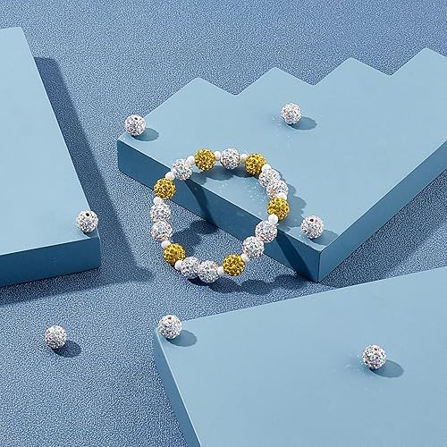 Miniatura 2 de Pandahall - Bolas de arcilla de 10 mm, tipo discoteca con 100 unidades, cuentas de polímero de arcilla con diamantes de imitación, creaciones