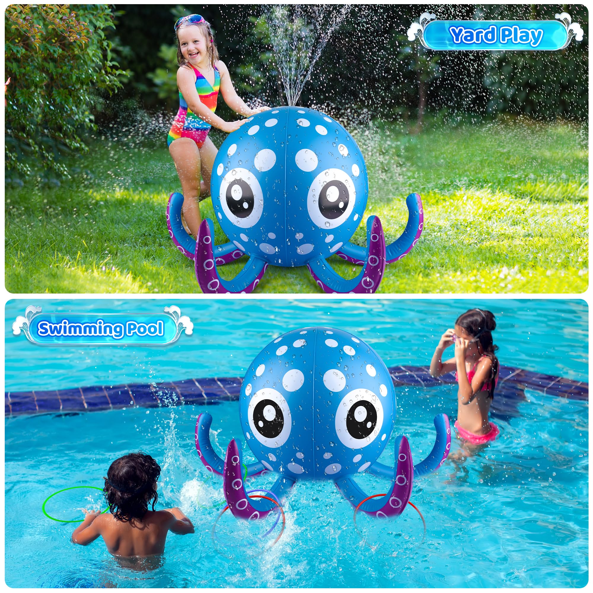Jeux d Eau Exterieur pour Enfants 3 4 5 6 7 8 9 Ans, Jeu d'eau Sprinkler Jeu d'eau Pieuvre Jeux Exterieur, Jouets d'arrosage Arroseurs pour Jardin, Pelouse, Jeux Plein Air