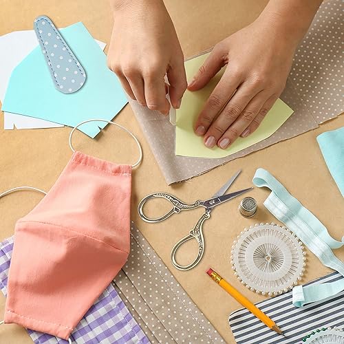 Miniatura 7 de Tijeras de bordado con cubierta de tijera de cuero, pequeñas tijeras de costura de 3.6 pulgadas, tijeras afiladas para cortar tela, papel,