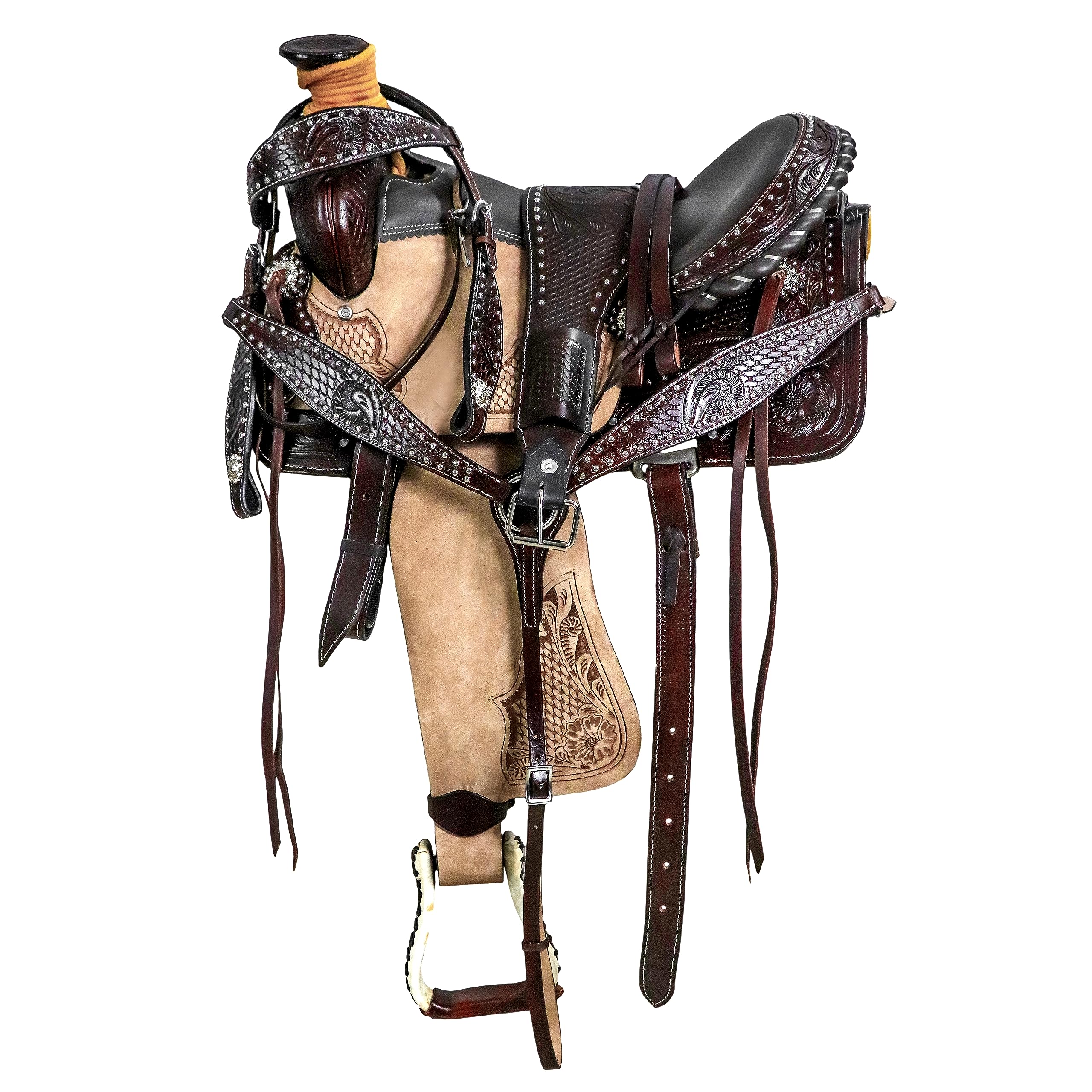 Une fourchette travail mollet arbre ranch corde corde cuir