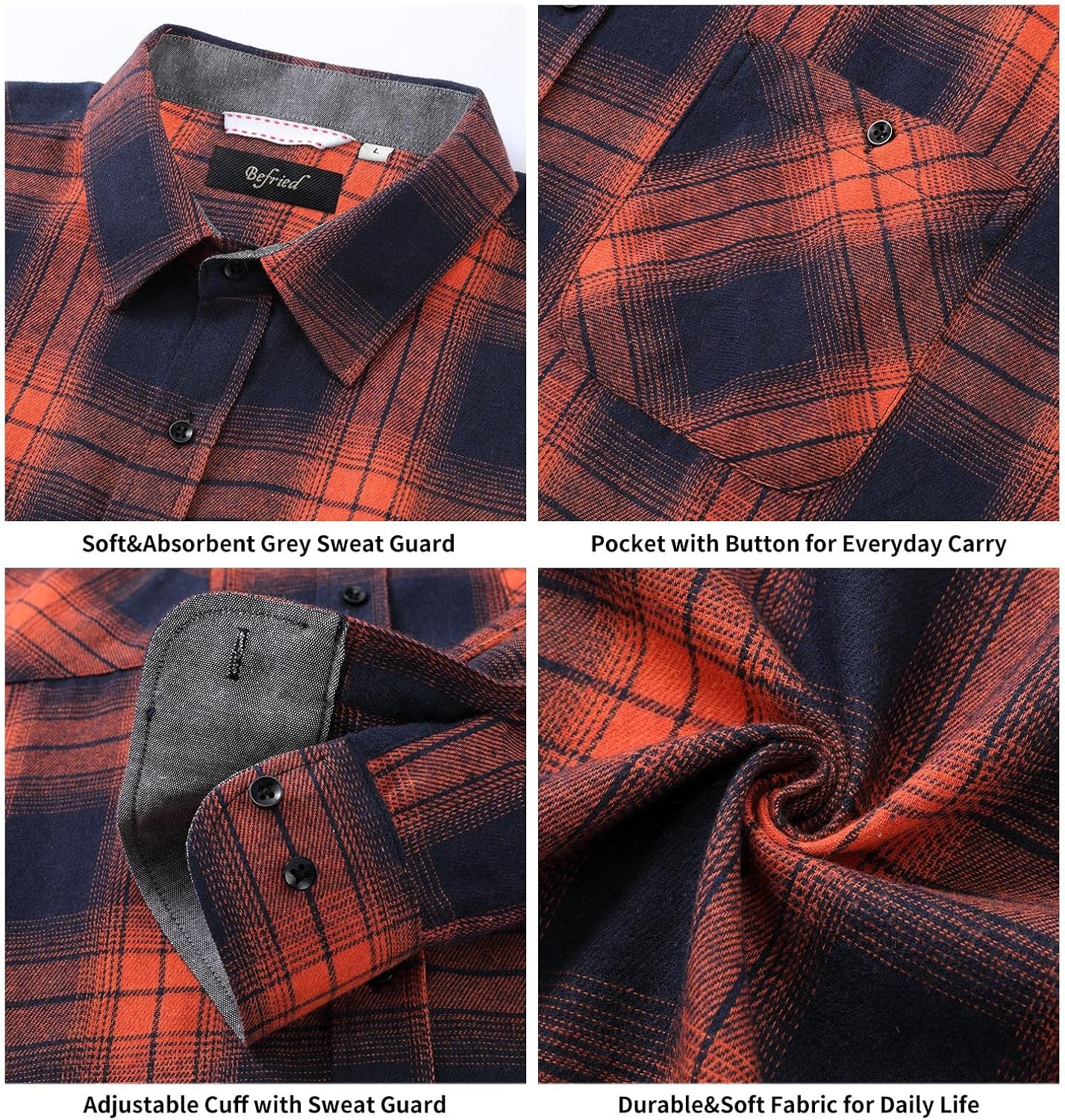 Flannel Shirt for Men Big and Tall (Size XL-6XLT) Button Down Long Sleeve Plaid Shirts Mens Casual Daily Fall Shirts - Image 3