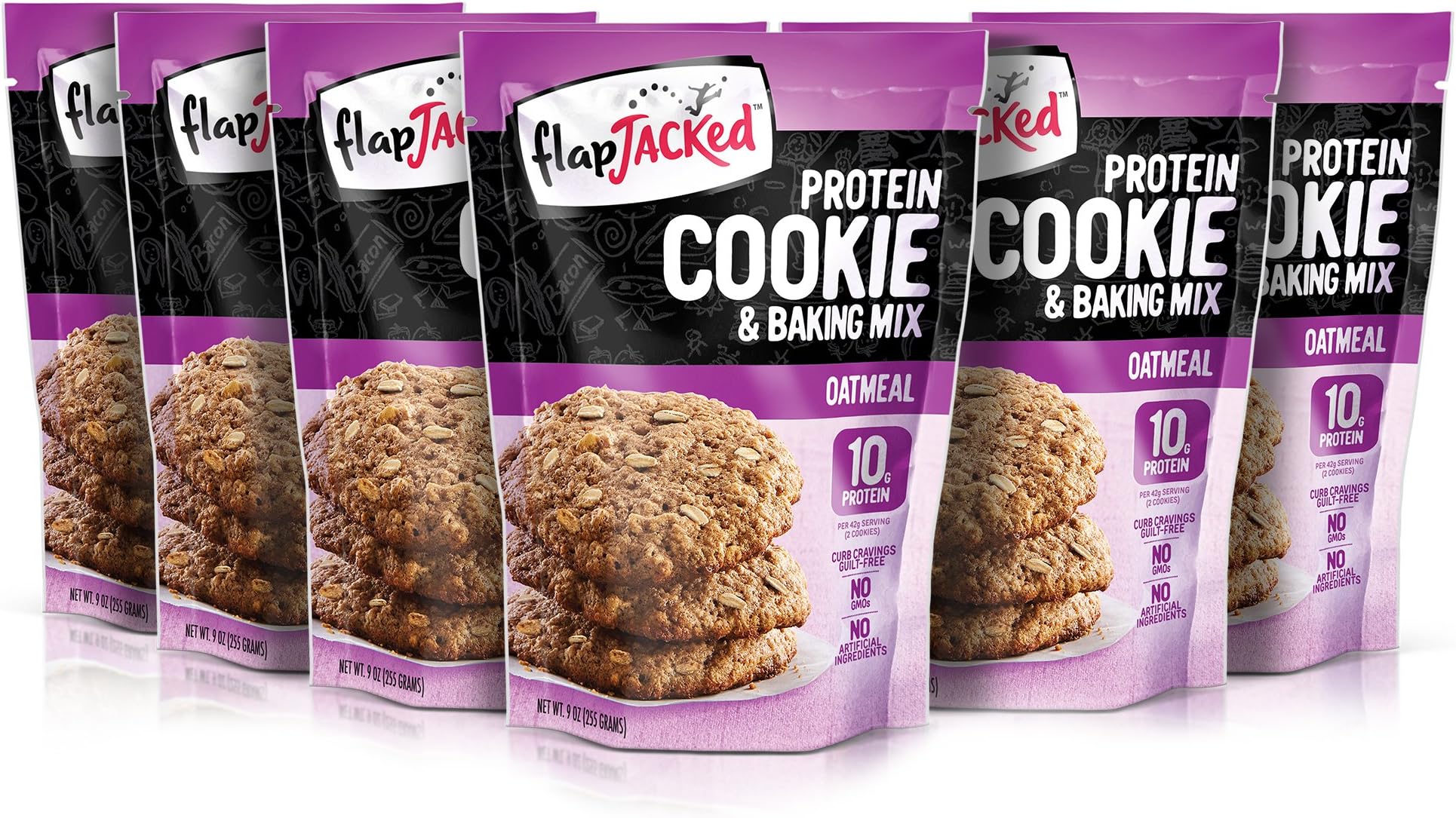 FlapJacked Protein Cookie & Baking Mix, Oatmeal, 6 Count